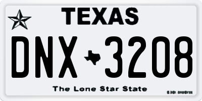 TX license plate DNX3208