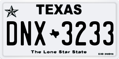 TX license plate DNX3233