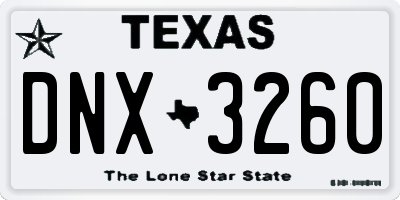 TX license plate DNX3260