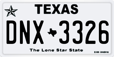 TX license plate DNX3326
