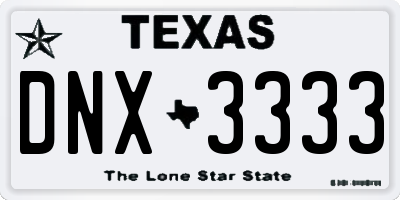 TX license plate DNX3333