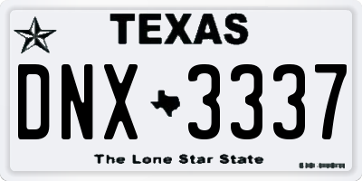 TX license plate DNX3337