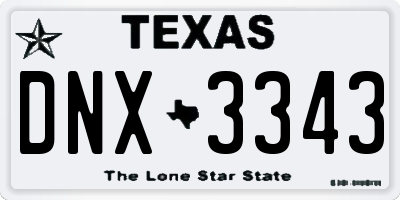 TX license plate DNX3343