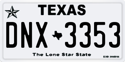 TX license plate DNX3353