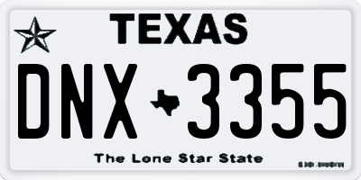 TX license plate DNX3355
