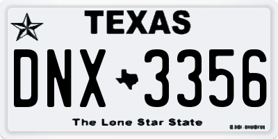 TX license plate DNX3356