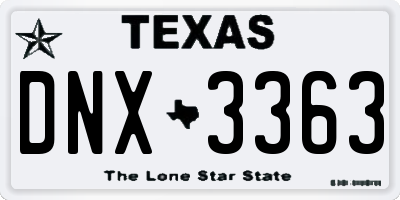 TX license plate DNX3363