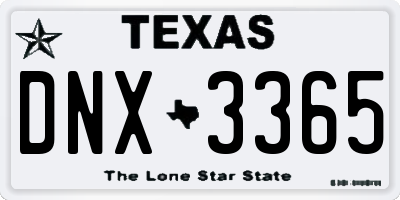 TX license plate DNX3365