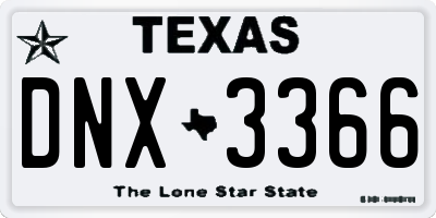 TX license plate DNX3366
