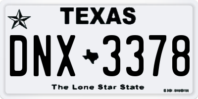 TX license plate DNX3378