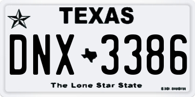 TX license plate DNX3386