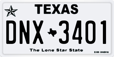 TX license plate DNX3401