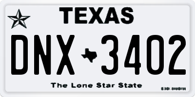 TX license plate DNX3402