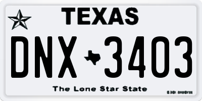 TX license plate DNX3403