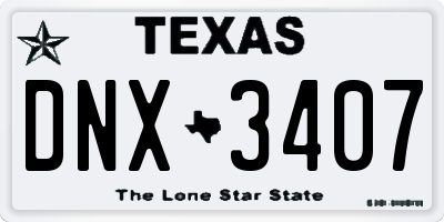 TX license plate DNX3407