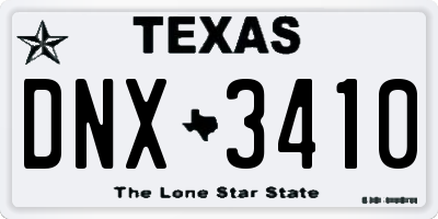 TX license plate DNX3410