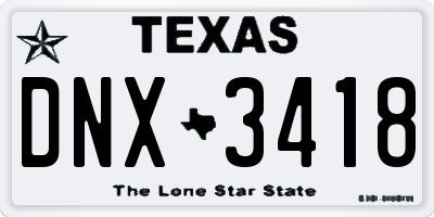 TX license plate DNX3418