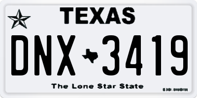 TX license plate DNX3419