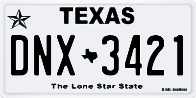 TX license plate DNX3421