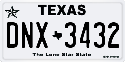 TX license plate DNX3432