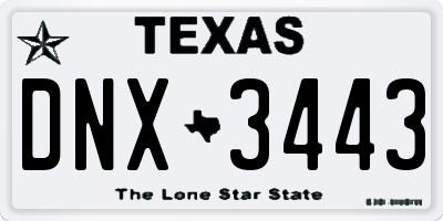 TX license plate DNX3443