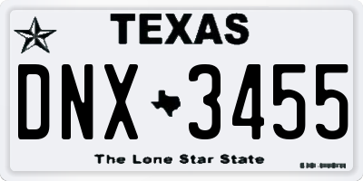 TX license plate DNX3455