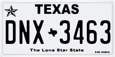 TX license plate DNX3463