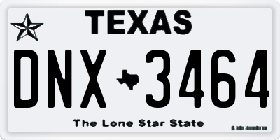 TX license plate DNX3464