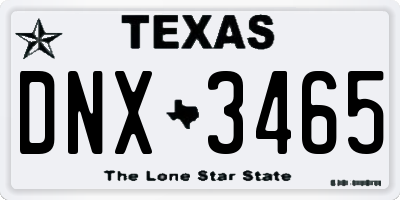 TX license plate DNX3465
