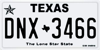 TX license plate DNX3466