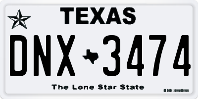 TX license plate DNX3474