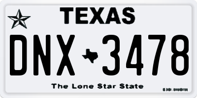 TX license plate DNX3478