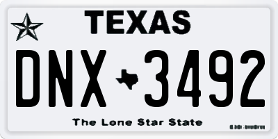 TX license plate DNX3492