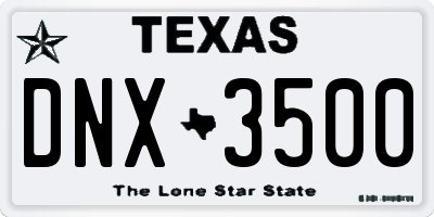 TX license plate DNX3500