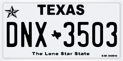 TX license plate DNX3503