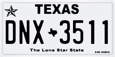 TX license plate DNX3511