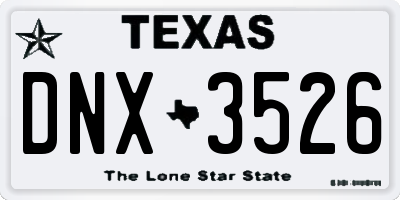 TX license plate DNX3526