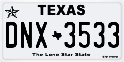 TX license plate DNX3533