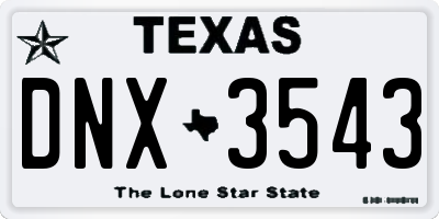 TX license plate DNX3543