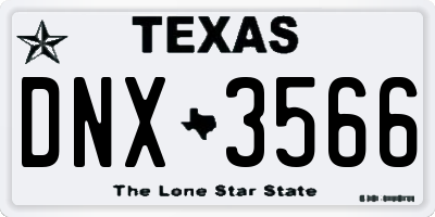 TX license plate DNX3566