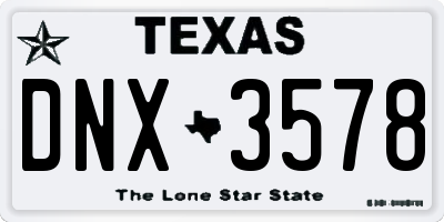 TX license plate DNX3578