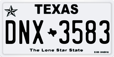 TX license plate DNX3583