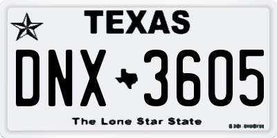 TX license plate DNX3605