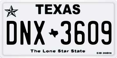TX license plate DNX3609