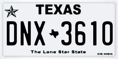 TX license plate DNX3610