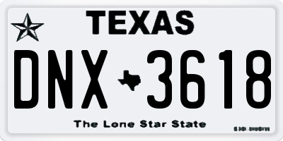 TX license plate DNX3618
