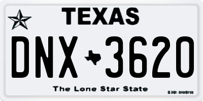 TX license plate DNX3620