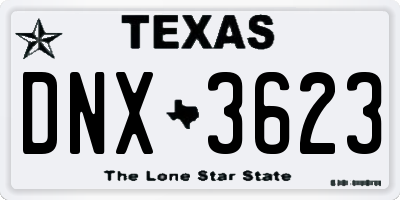 TX license plate DNX3623