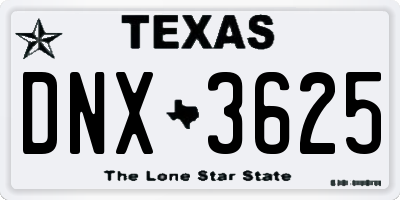 TX license plate DNX3625