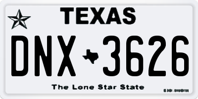 TX license plate DNX3626
